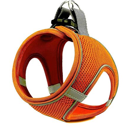 Mita Air Mesh Kedi Köpek Göğüs Tasması Çift Reflektörlü, Terletmeyen Neon Turuncu / Neon Orange